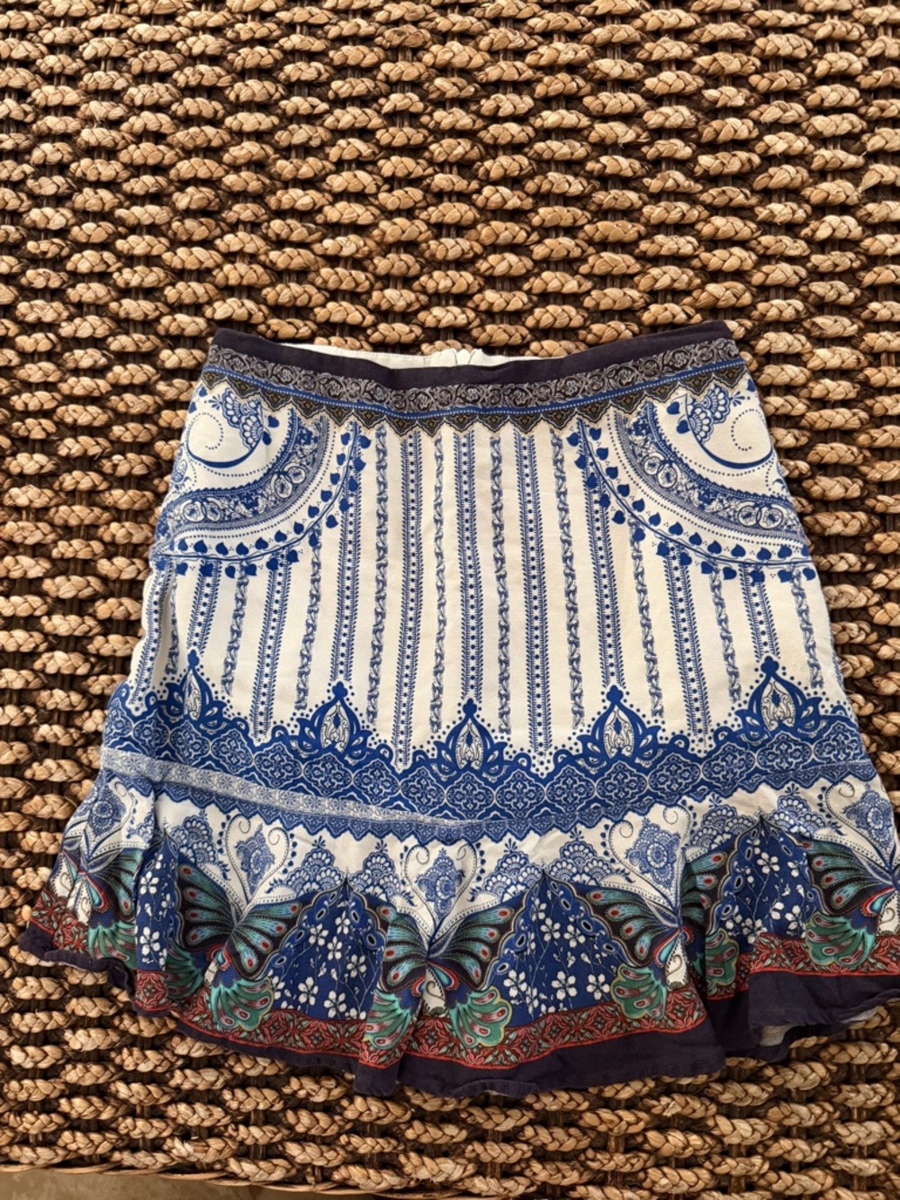 FARM RIO Blue Printed Ruffle-Hem Mini Skirt Butterfly (129) - Picture 4 of 9
